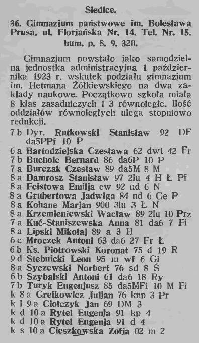 Cieszkowska Z. Siedlce nauczycielka.